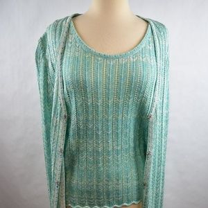 St John Knit 2Pc Sweater Set Sz L Tunic Shell